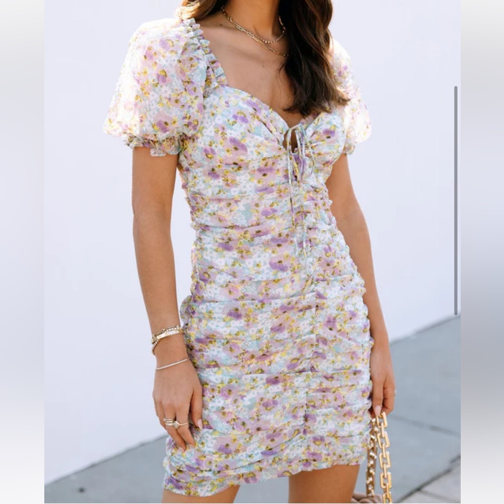 Devon Floral Ruched Mini Dress